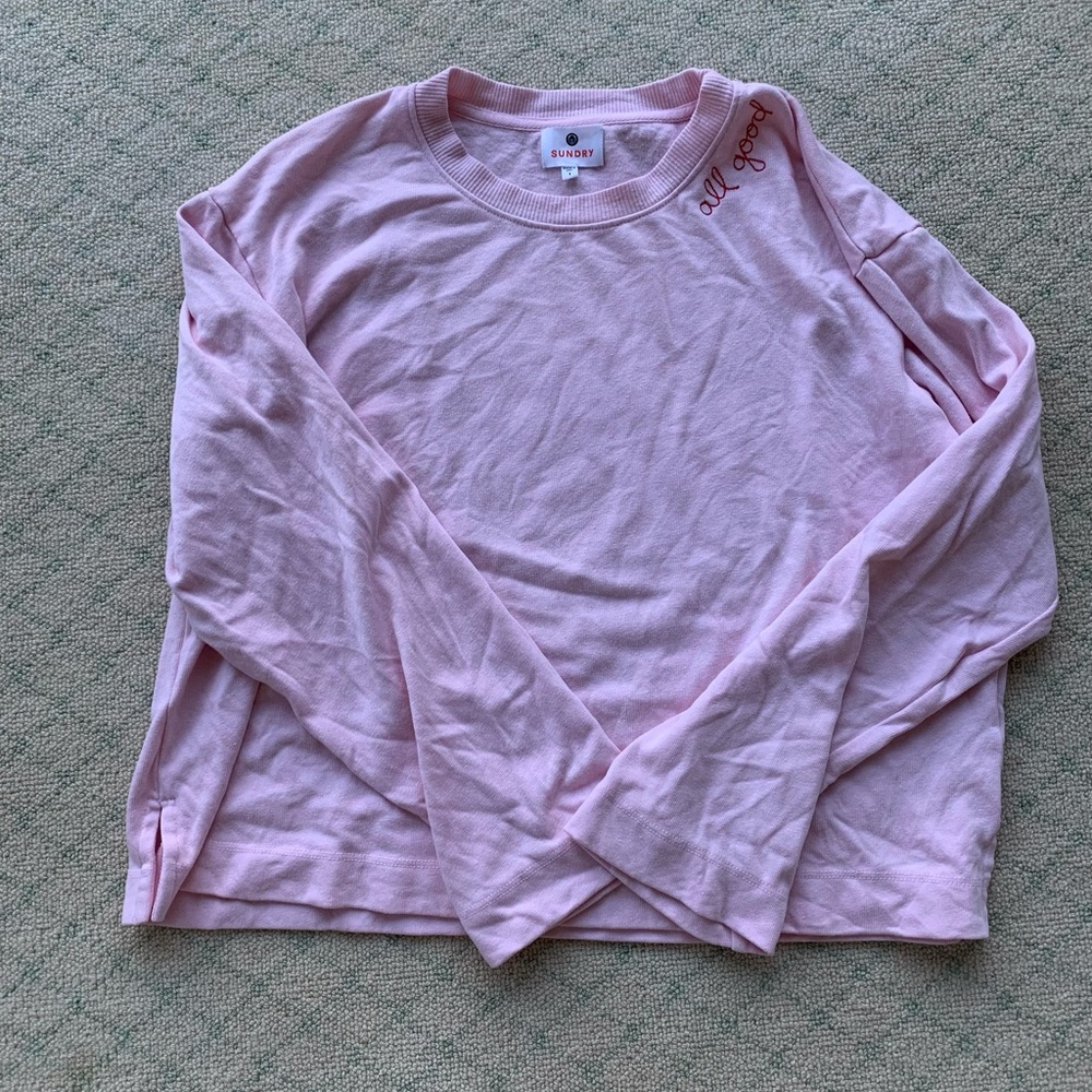 Sundry pink “all good” sweatshirt